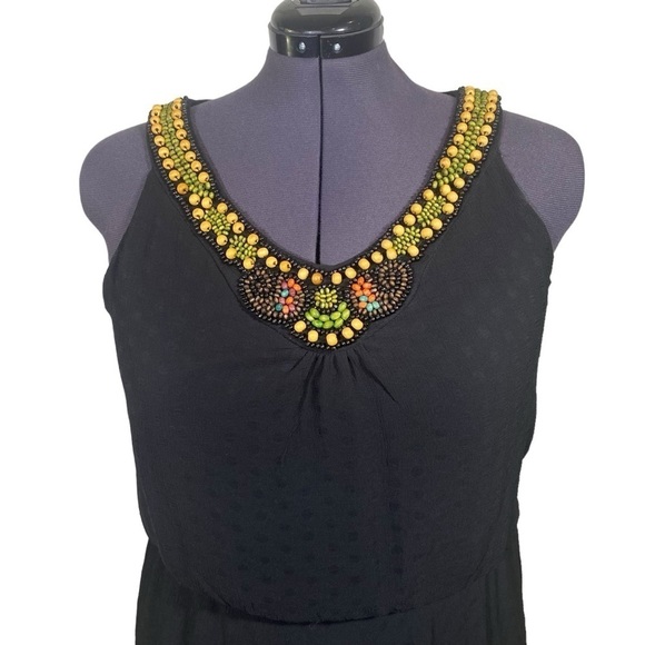 Madison Leigh women's plus size 16 sleeveless beaded black midi dress asymmetric - Picture 2 of 8